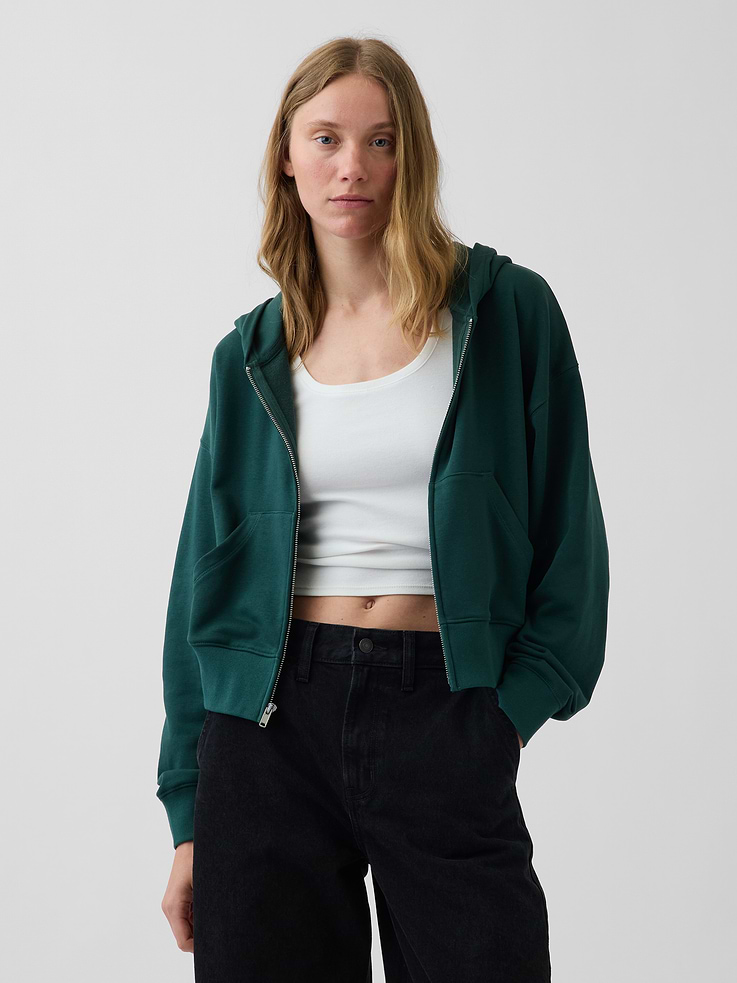Image number 1 showing, VintageSoft Terry Oversized Wedge Zip Hoodie