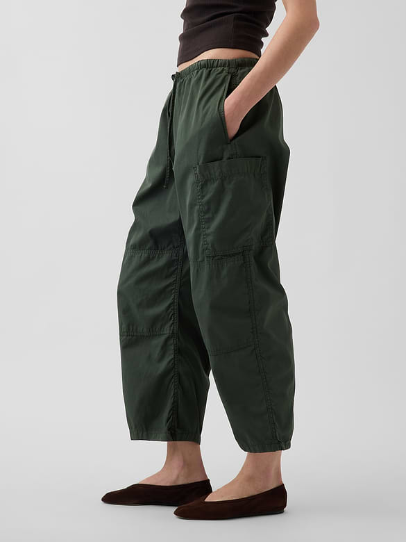 Mid Rise Twill Easy Barrel Utility Pants