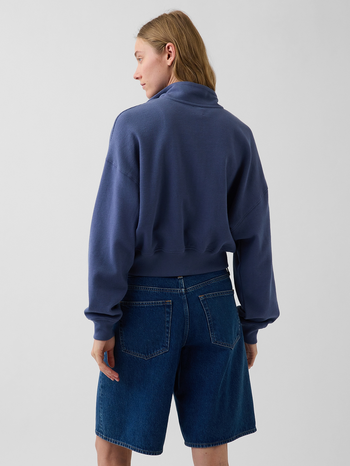 Textured Cotton Oversized Half-Zip Pullover | Gap
