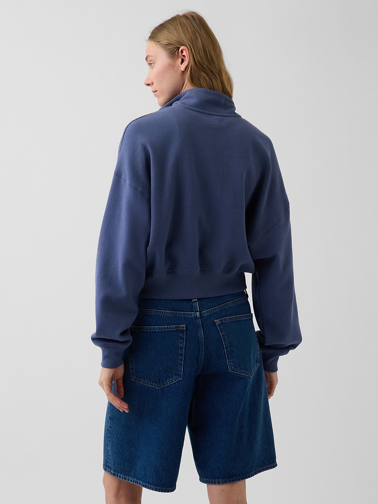 Image number 3 showing, Textured Cotton Oversized Half-Zip Pullover