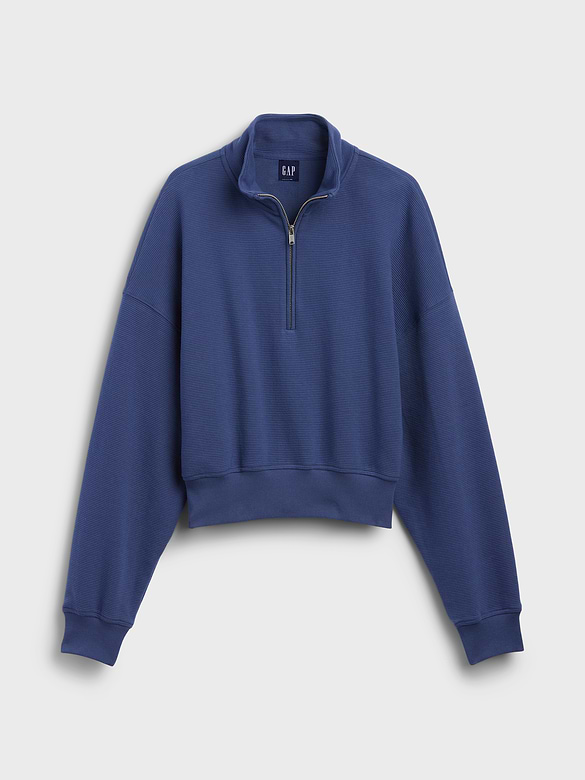 Textured Cotton Oversized Half-Zip Pullover