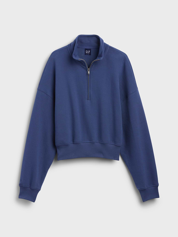 Image number 5 showing, Textured Cotton Oversized Half-Zip Pullover