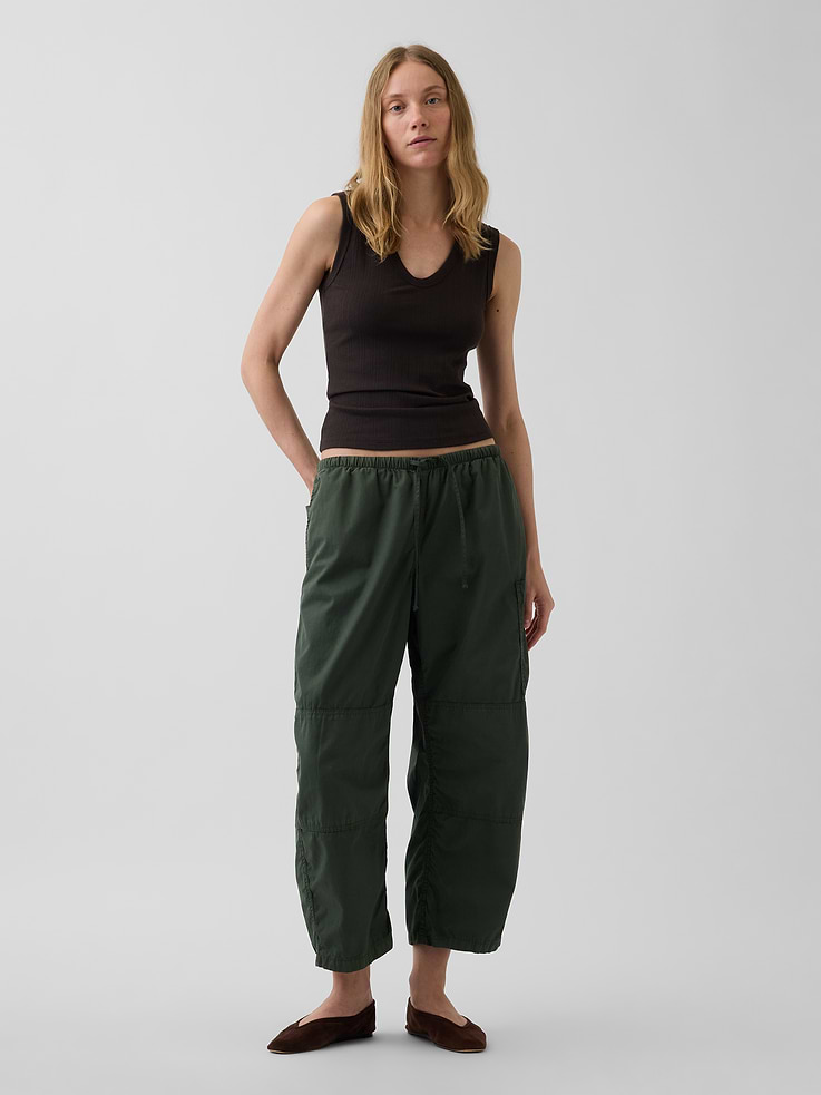 Image number 1 showing, Mid Rise Twill Easy Barrel Utility Pants