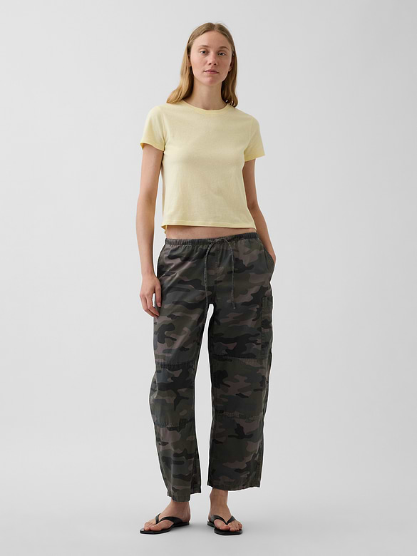 Mid Rise Twill Easy Barrel Utility Pants