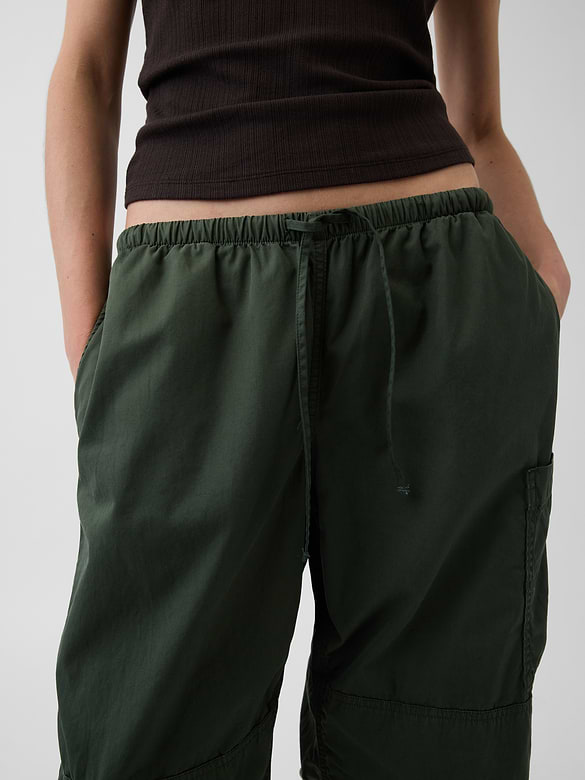 Mid Rise Twill Easy Barrel Utility Pants