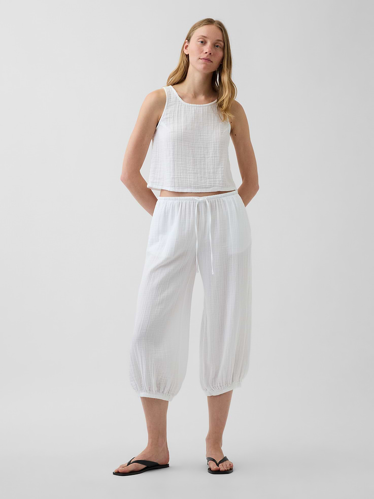 Image number 1 showing, Cotton Gauze Easy Culotte Pants