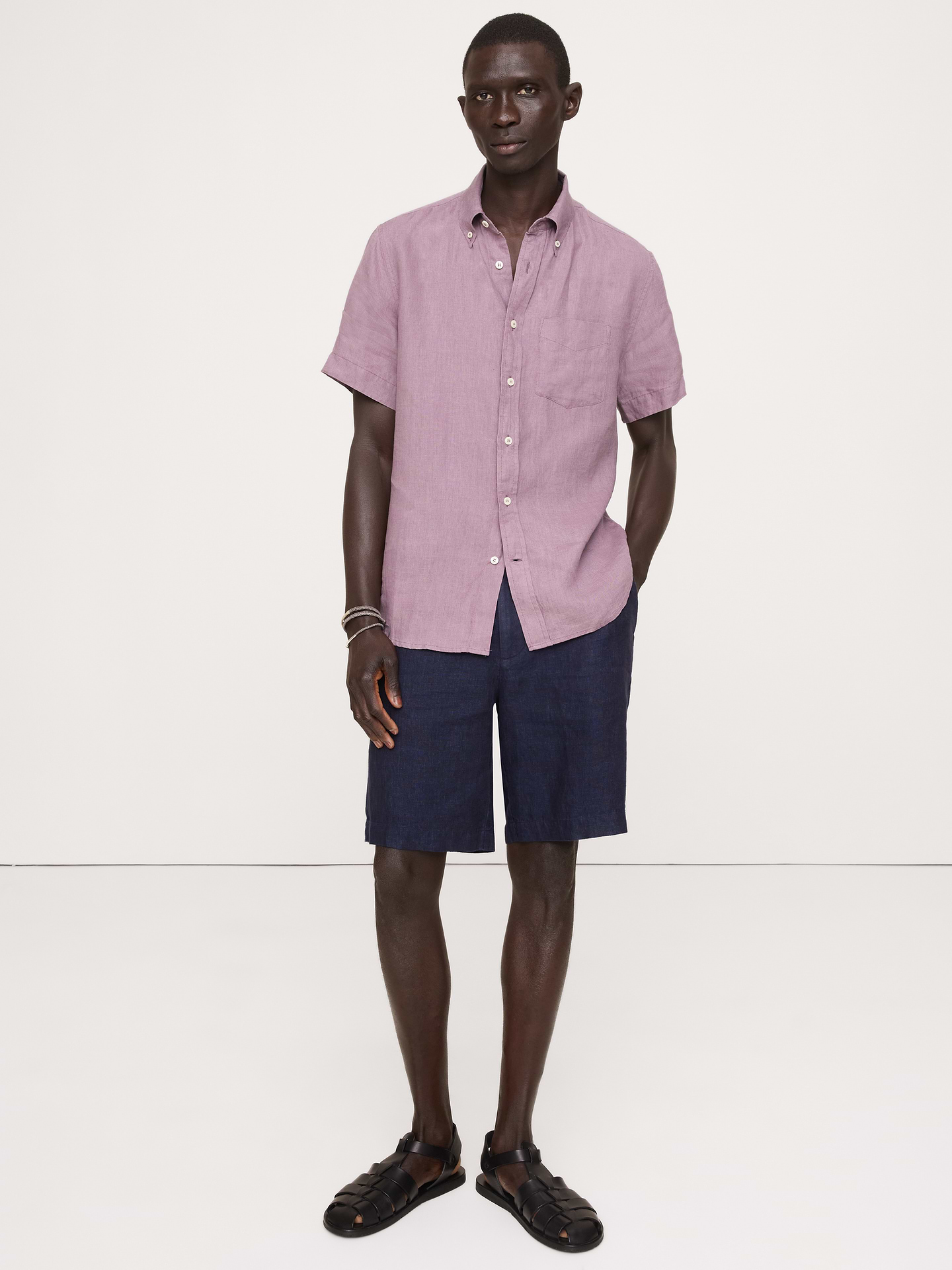Image number 1 showing, Standard-Fit Linen Short-Sleeve Shirt