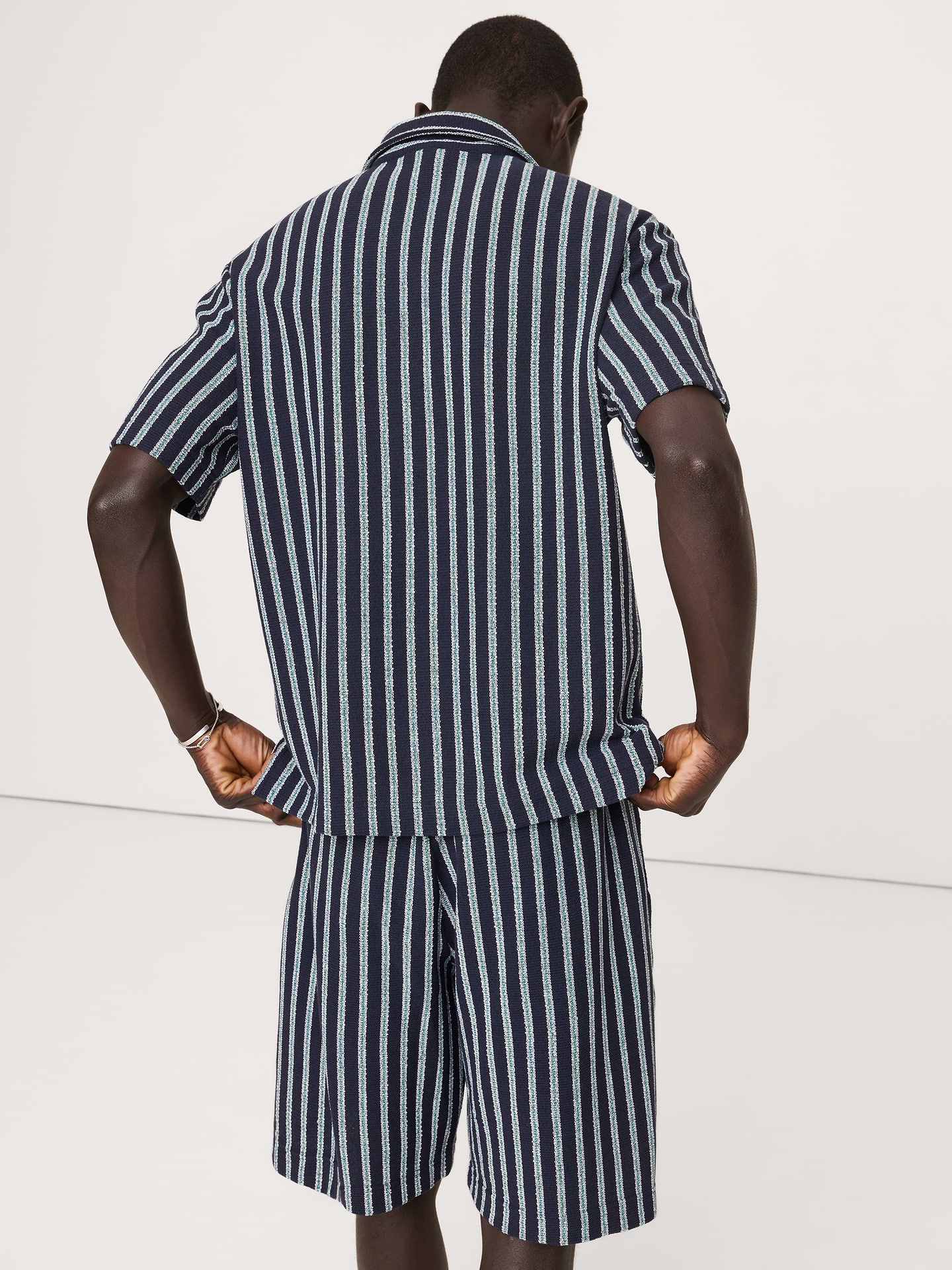 Image number 2 showing, Jacquard Stripe Open Collar Polo