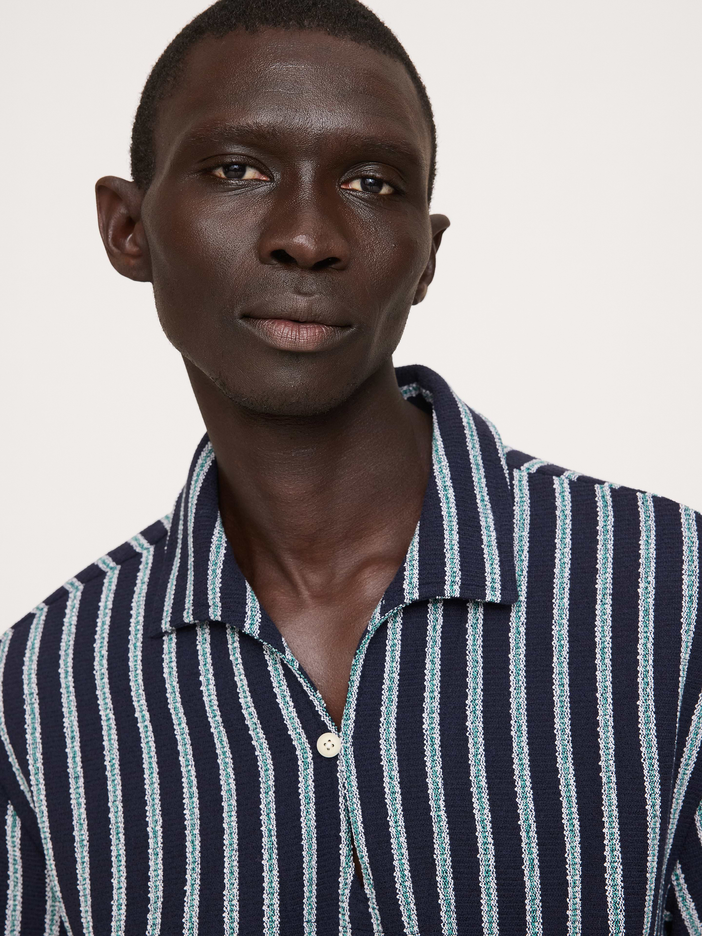 Image number 3 showing, Jacquard Stripe Open Collar Polo