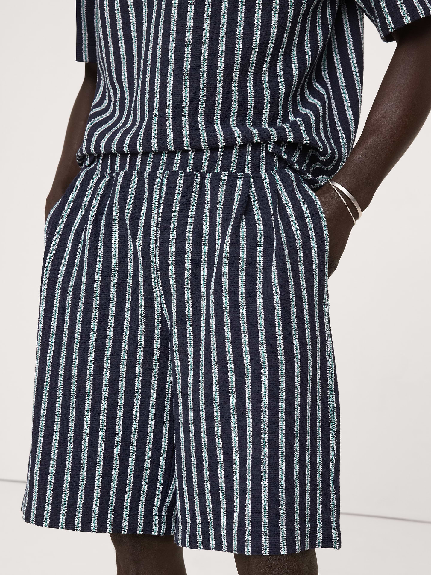 Image number 3 showing, Jacquard Stripe Pleated Pull-On Short