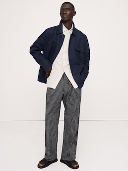 Relaxed Linen-Cotton Pleated Pull-On Pant