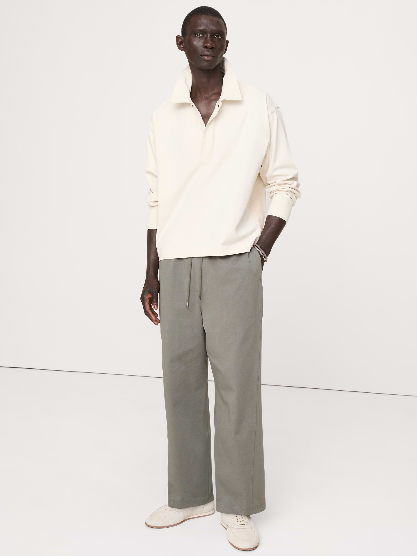 L'image numéro 1 présente Pantalon aviateur décontracté à taille extensible