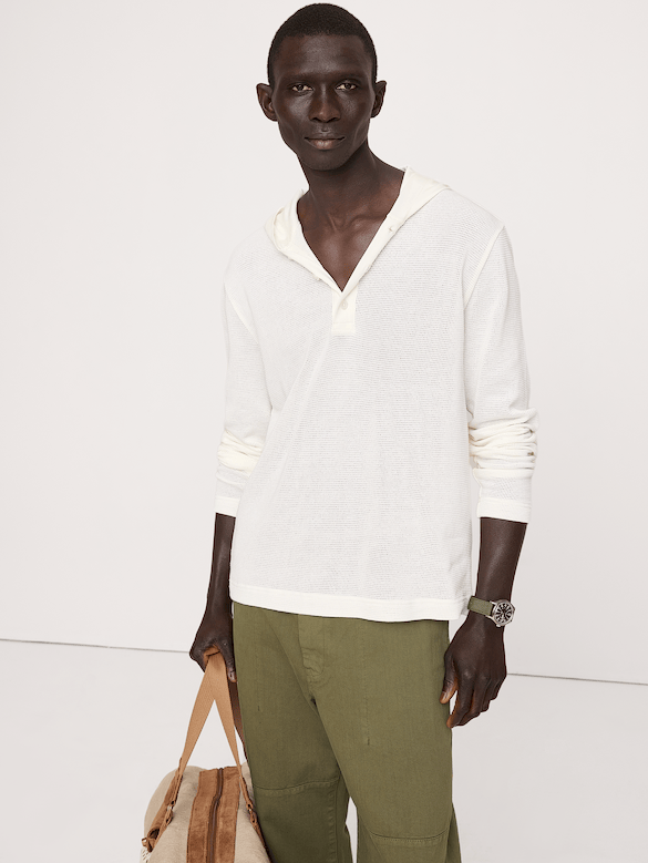 Cotton Henley Hoodie