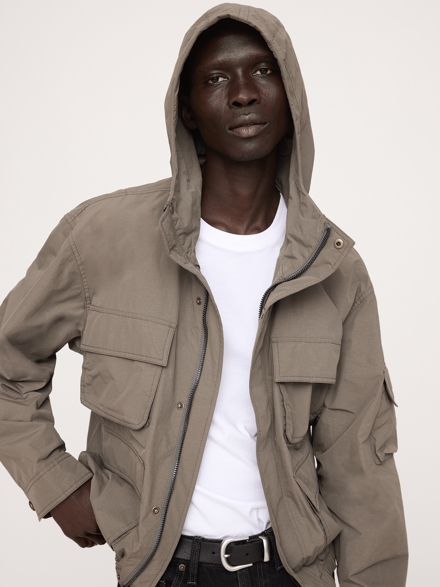 L'image numéro 4 présente Blouson aviateur multi-poches décontracté