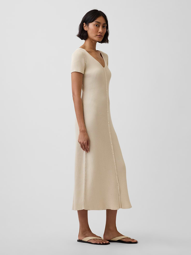 Image number 3 showing, Rib Button-Front Maxi Sweater Dress