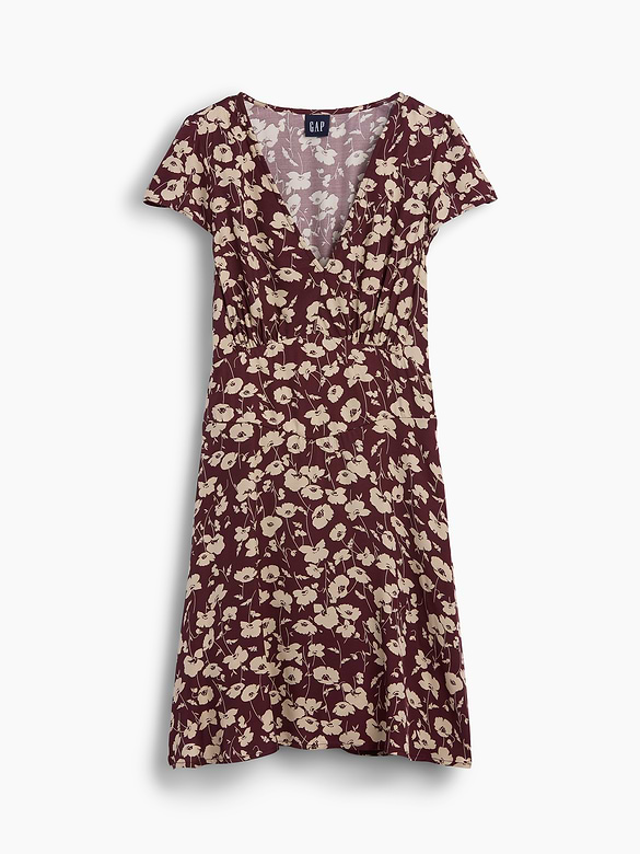 V-Neck Print Mini Dress