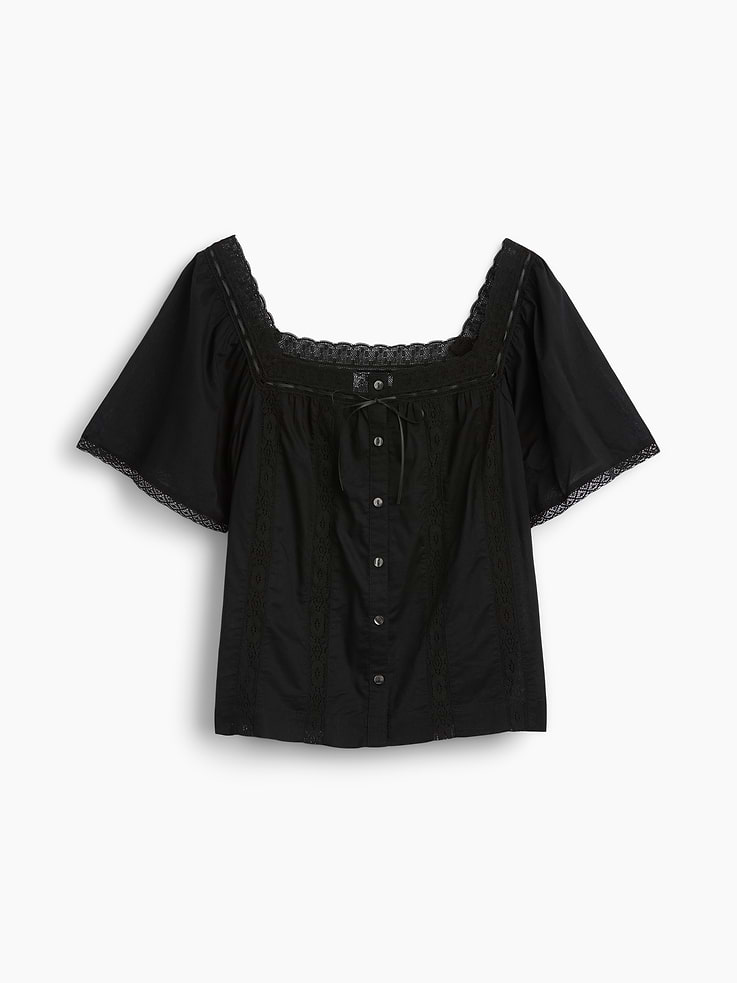 Image number 5 showing, Lace-Trim Square-Neck Swing Top