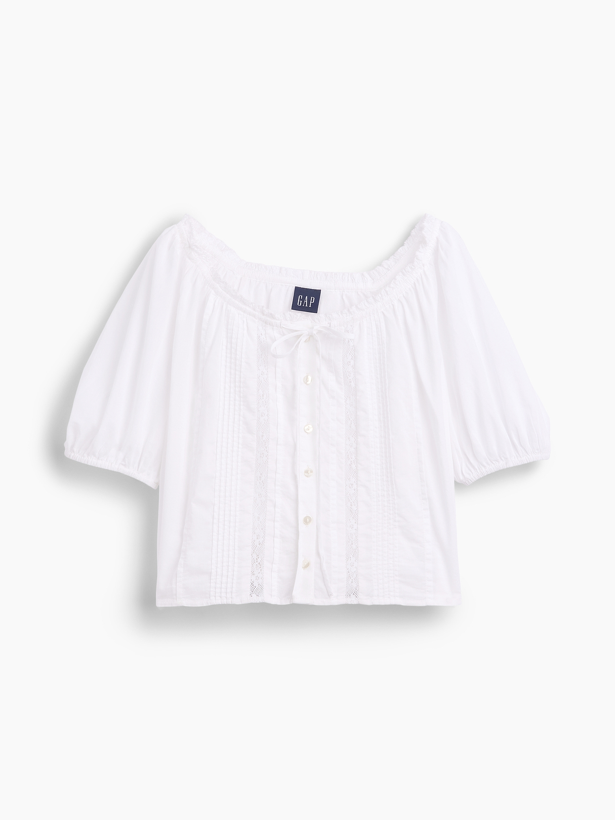 Elbow-Sleeve Crop Pintuck Top | Gap