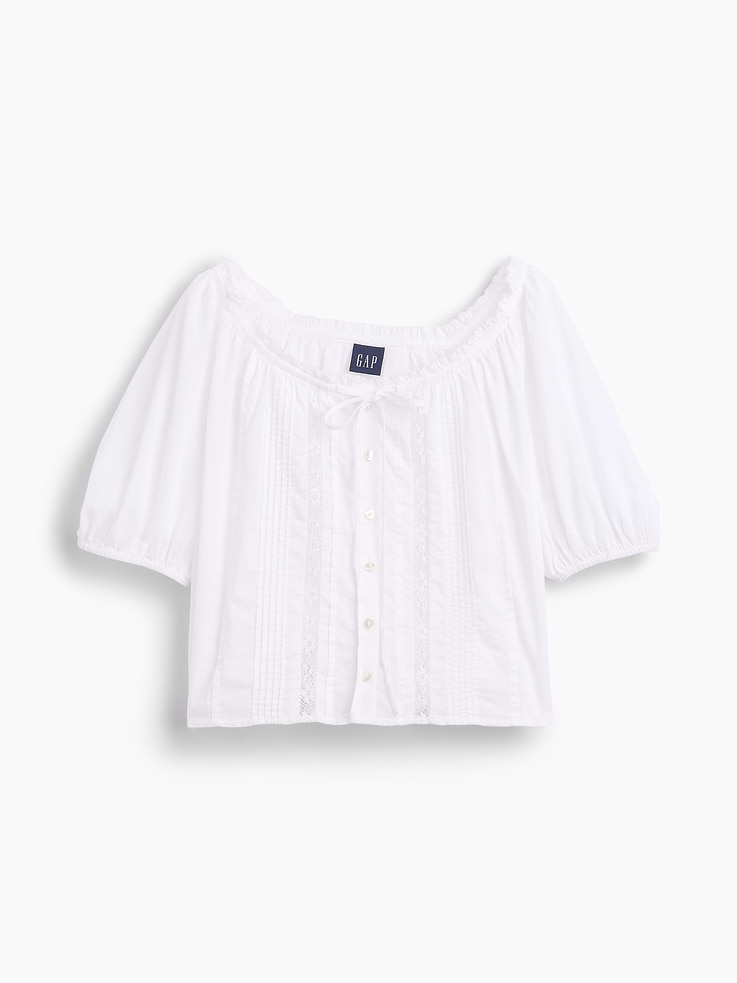Image number 5 showing, Elbow-Sleeve Crop Pintuck Top