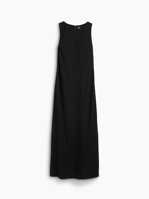 Linen-Blend Maxi Shift Dress