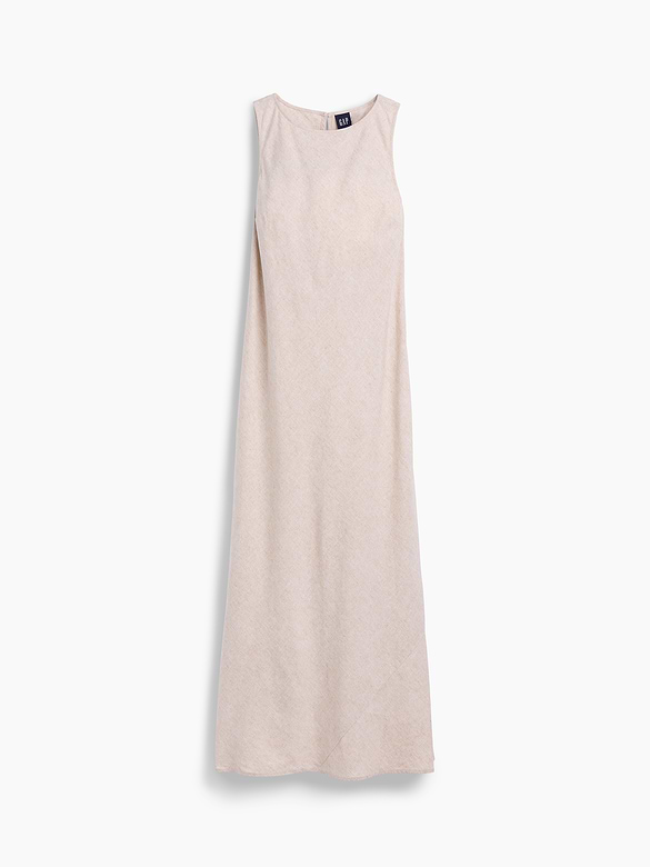 Linen-Blend Maxi Shift Dress