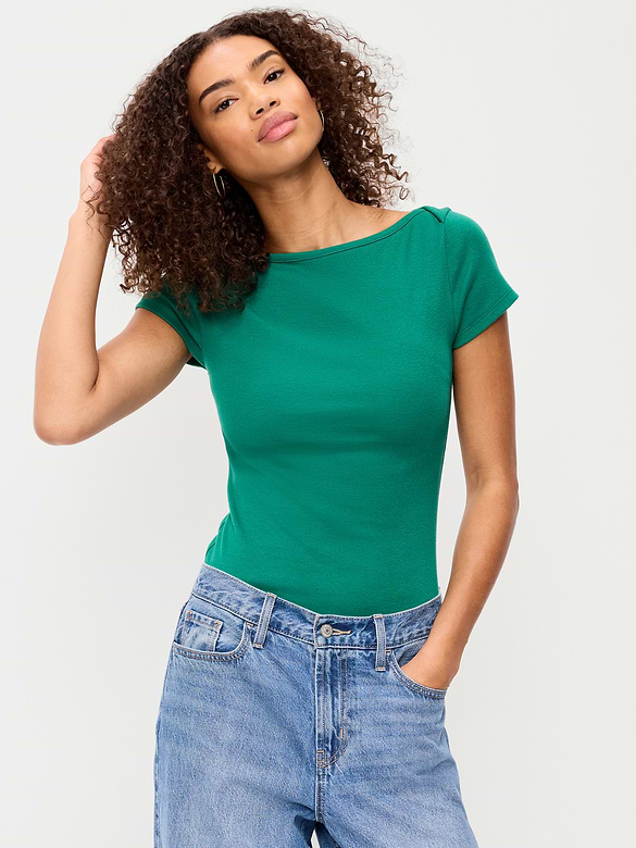 T-shirt ajusté à encolure bateau