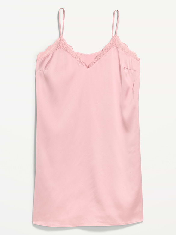 Satin Lace-Trim Sleep Dress