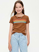 Image number 1 showing, Fitted Short-Sleeve T-Shirt for Girls
