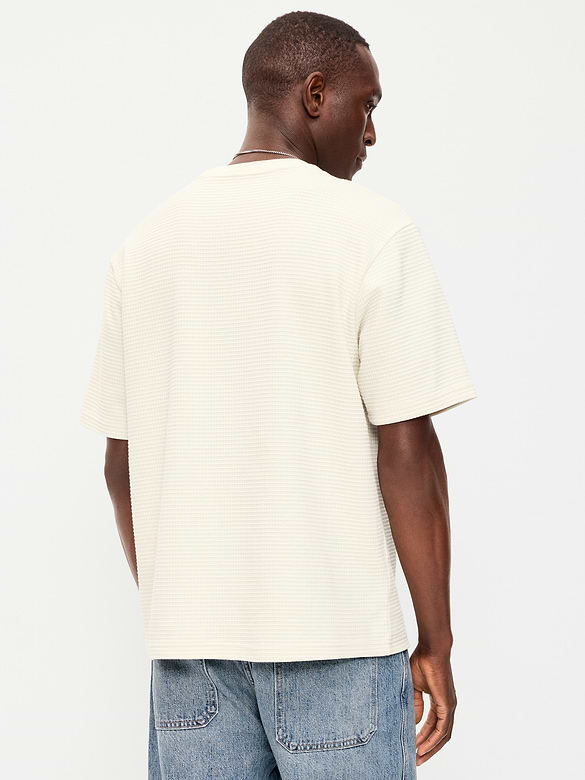 Loose Short-Sleeve Textured Waffle T-Shirt