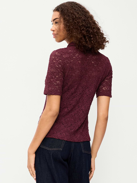 Lace Keyhole Polo Top