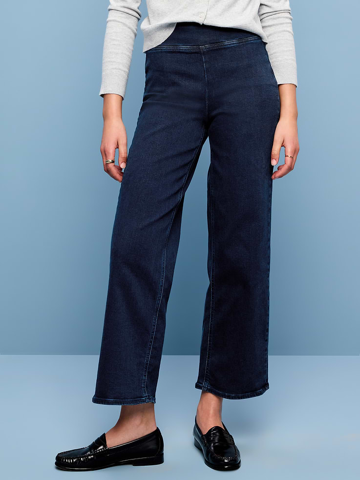 Image number 2 showing, High-Waisted Weekender Pull-On Crop Wide-Leg Jeans