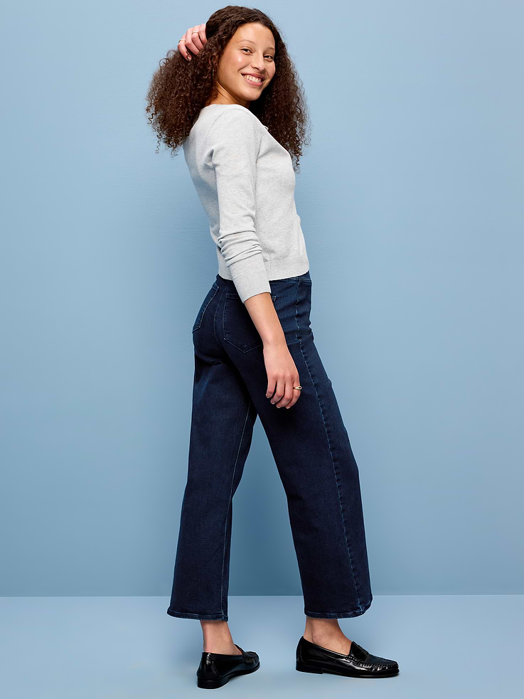 Image number 3 showing, High-Waisted Weekender Pull-On Crop Wide-Leg Jeans