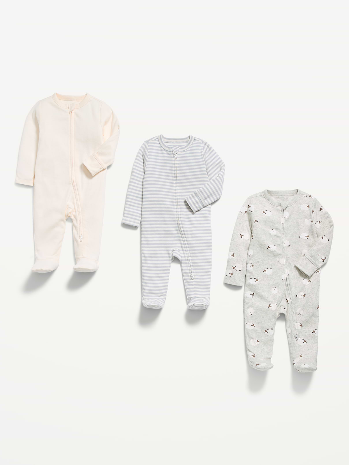 Image number 2 showing, 2-Way-Zip Sleep & Play Footed One-Piece 3-Pack for Baby