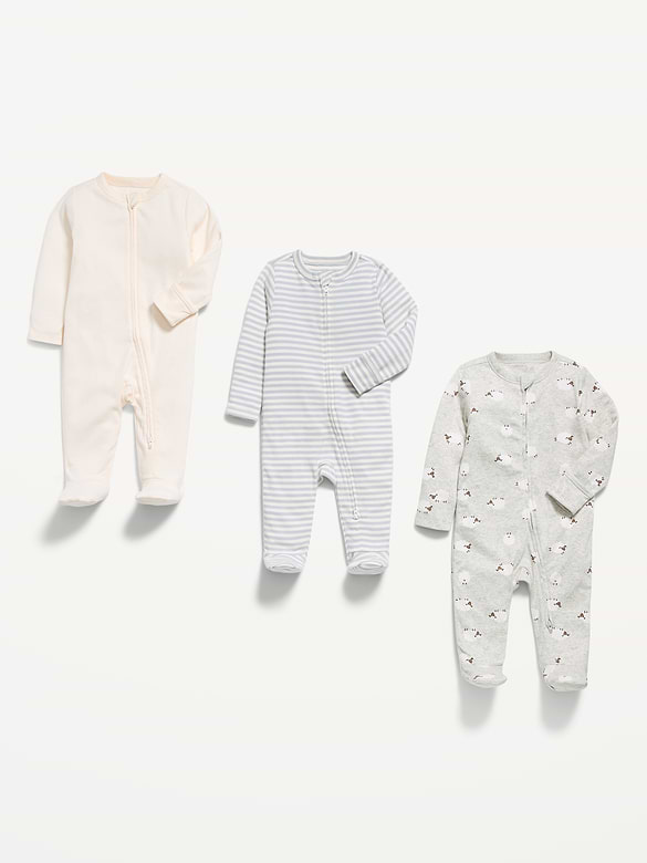 2-Way-Zip Sleep & Play Footed One-Piece 3-Pack for Baby
