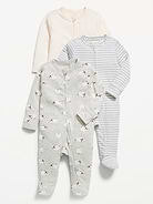 Image number 1 showing, 2-Way-Zip Sleep & Play Footed One-Piece 3-Pack for Baby