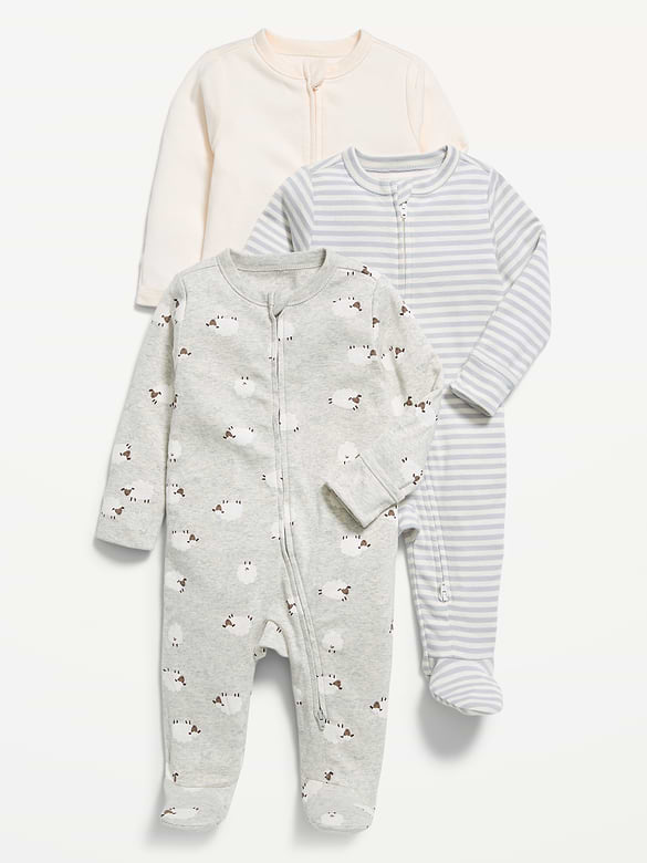 2-Way-Zip Sleep & Play Footed One-Piece 3-Pack for Baby