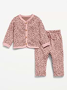 Image number 1 showing, Printed Long-Sleeve Button-Front Top and Pants Set for Baby