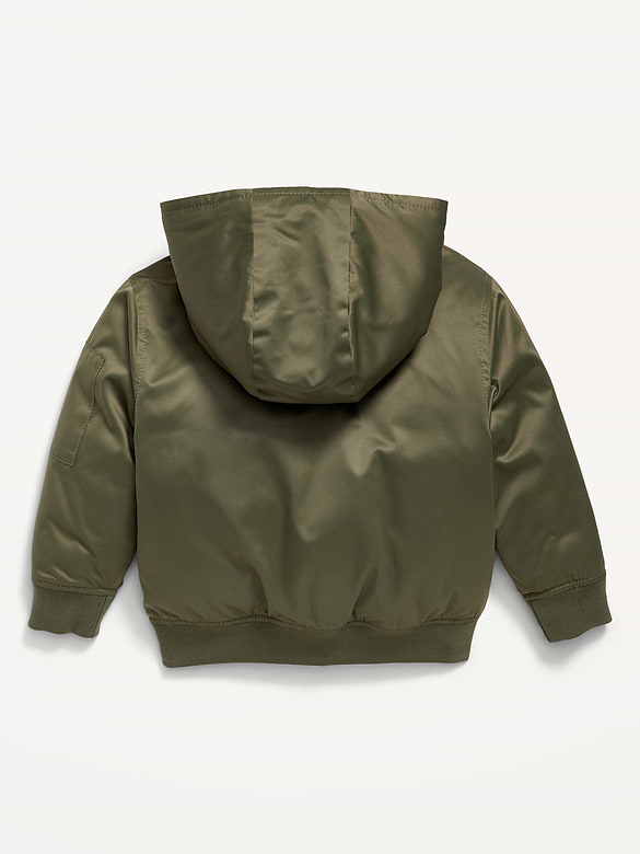 Water-Resistant Oversized Satin Bomber Jacket for Toddler Boys
