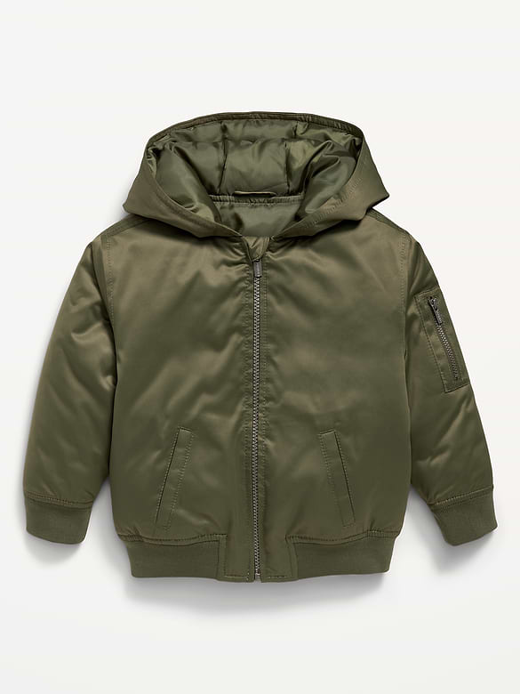 Water-Resistant Oversized Satin Bomber Jacket for Toddler Boys