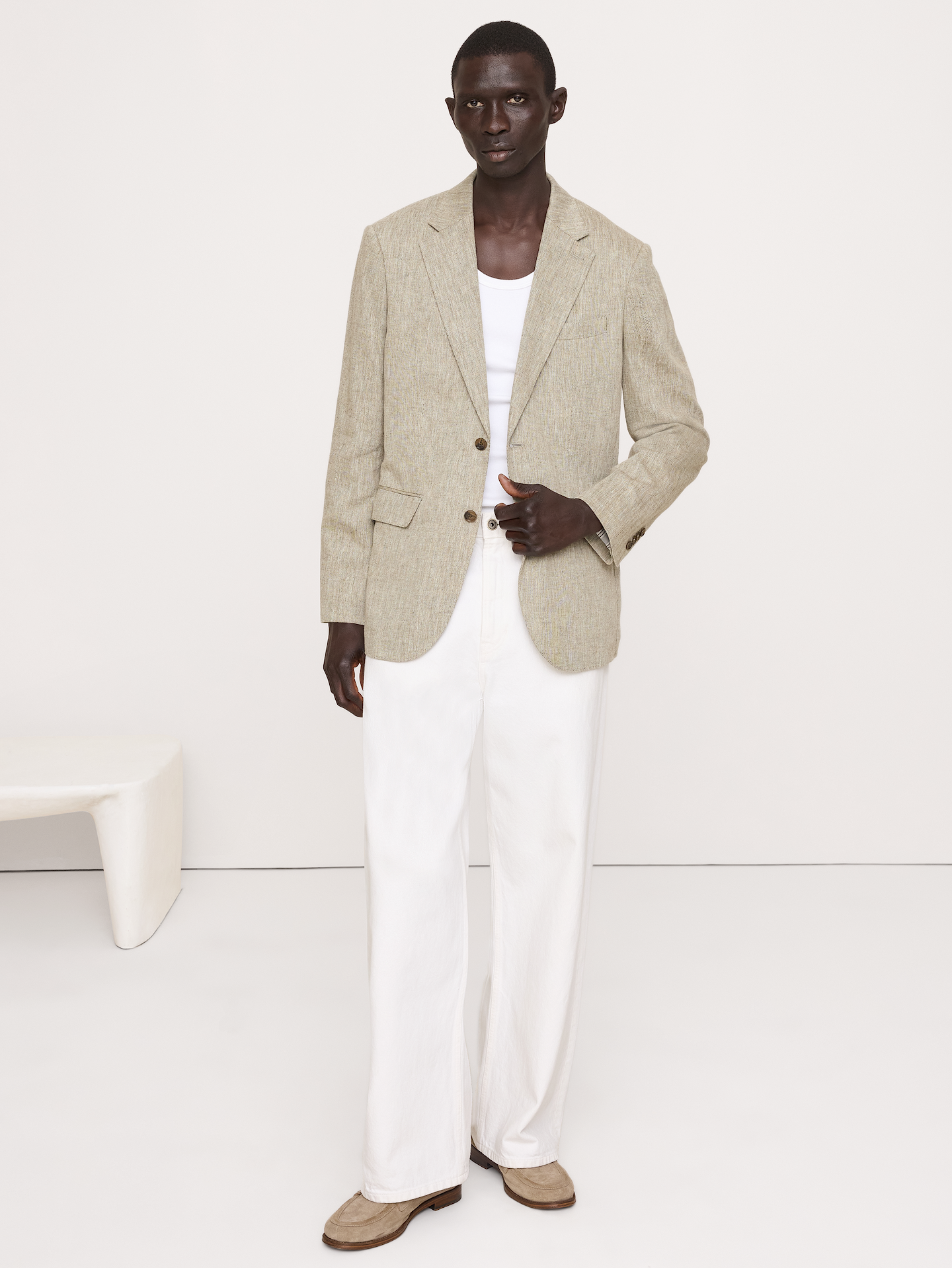 Image number 6 showing, Tailored Slim-Fit Green Linen-Cotton Suit Jacket