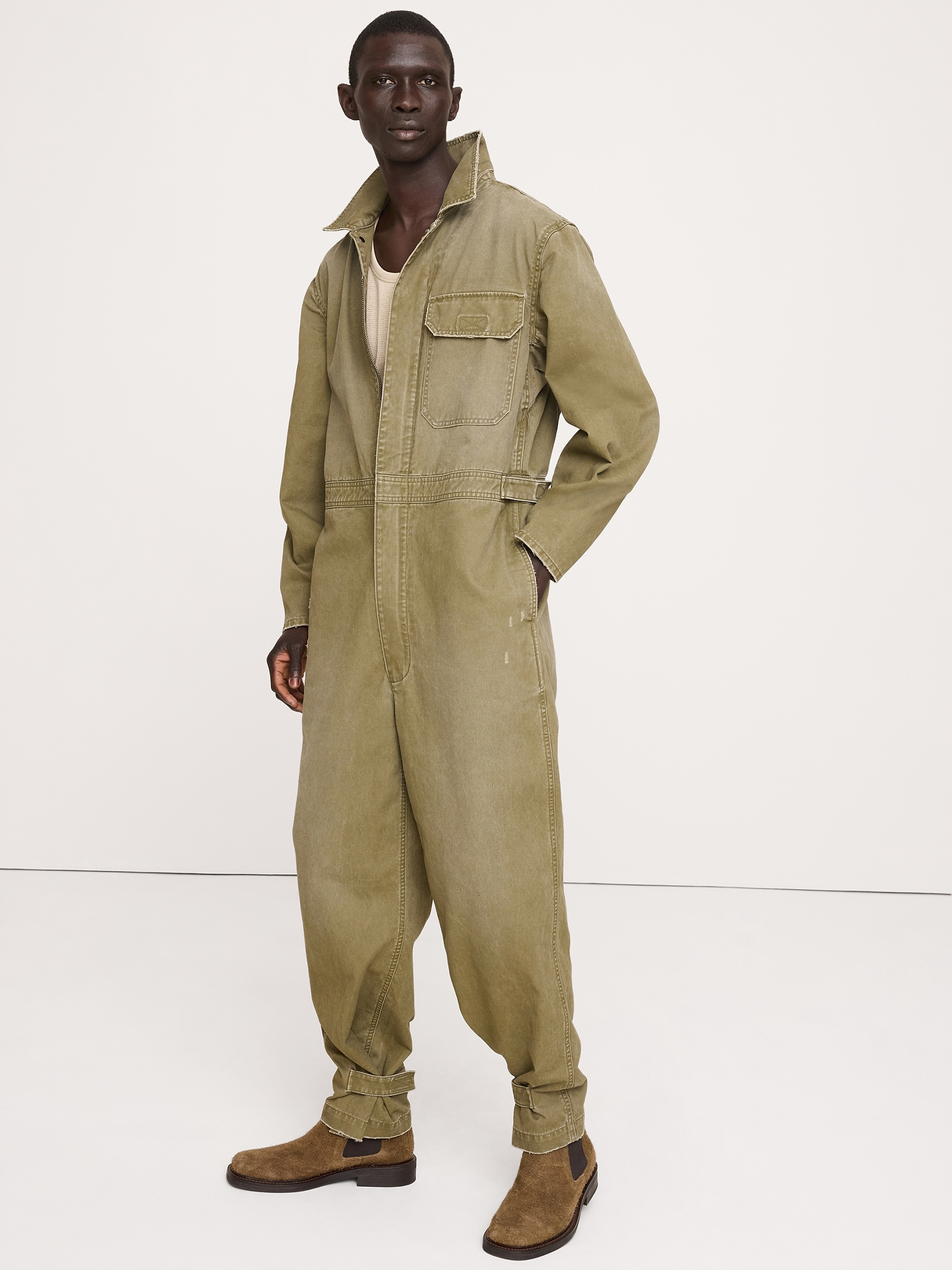Cotton Twill Utility Jumpsuit | Banana Republic