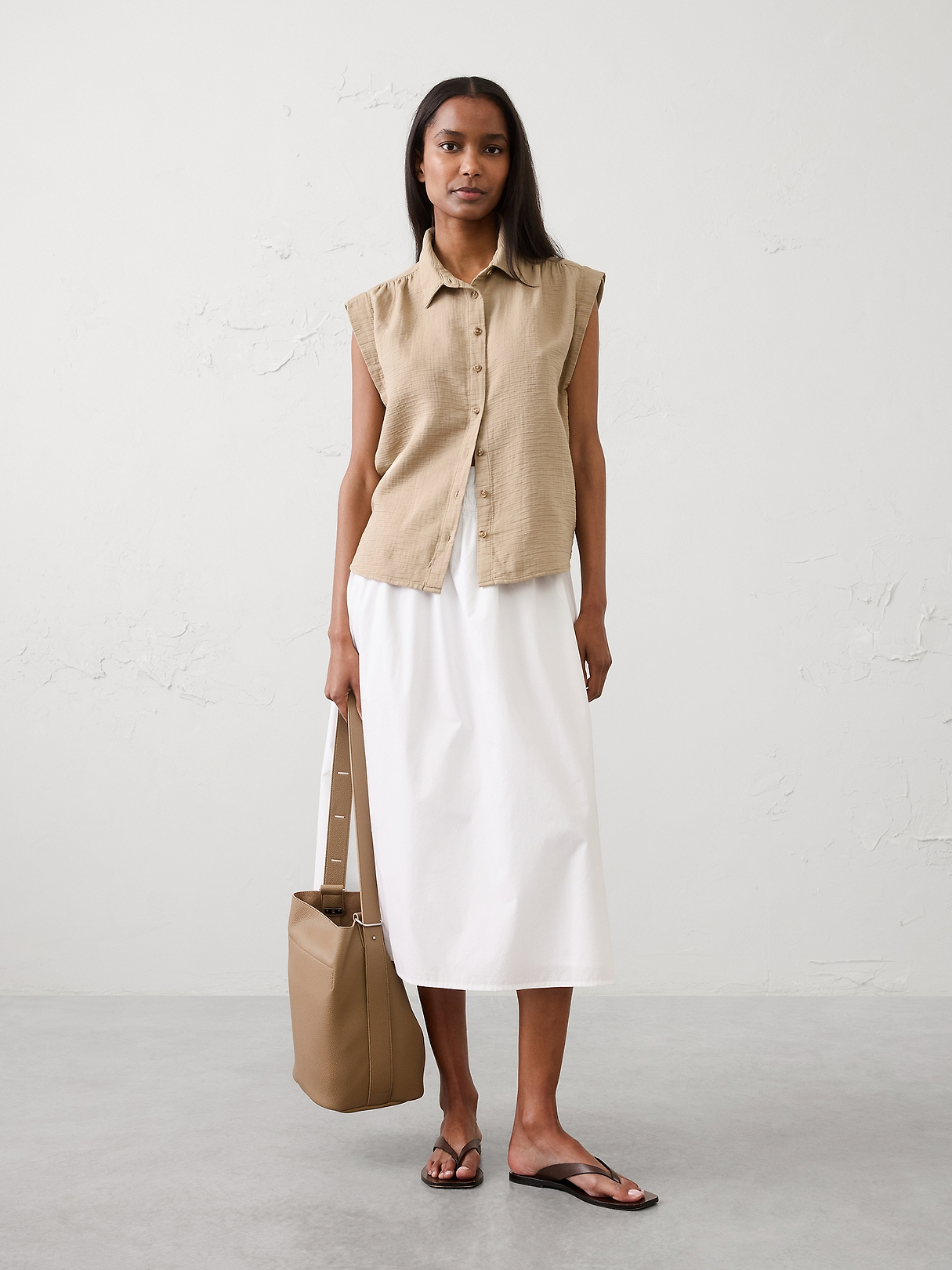 Gauze Soft-Gathered Shirt | Banana Republic Factory