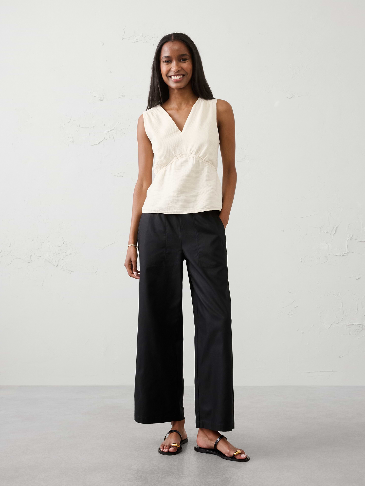 Image number 1 showing, Gauze V-Neck Top