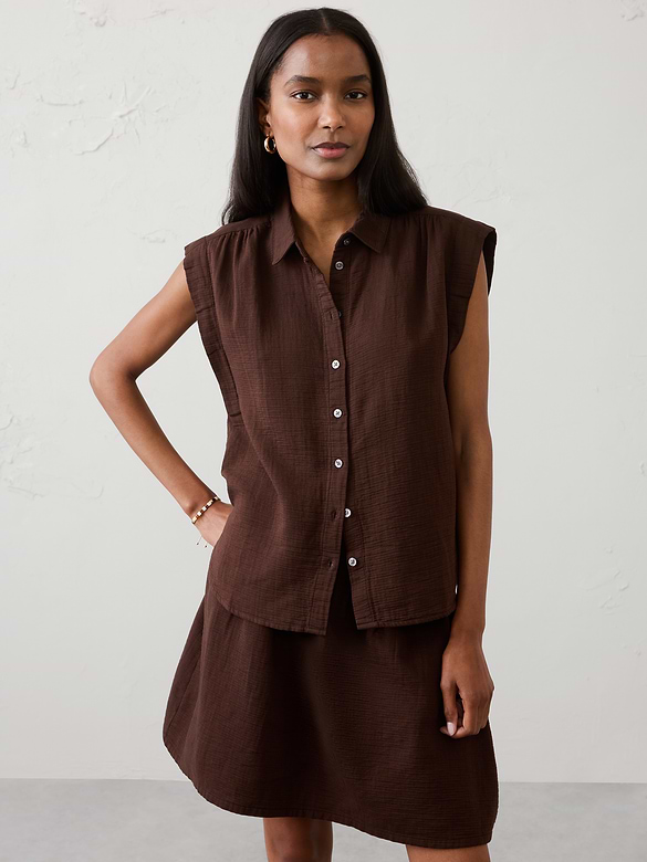 Gauze Soft-Gathered Shirt