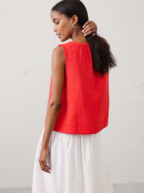 Gauze Shirred Shirt