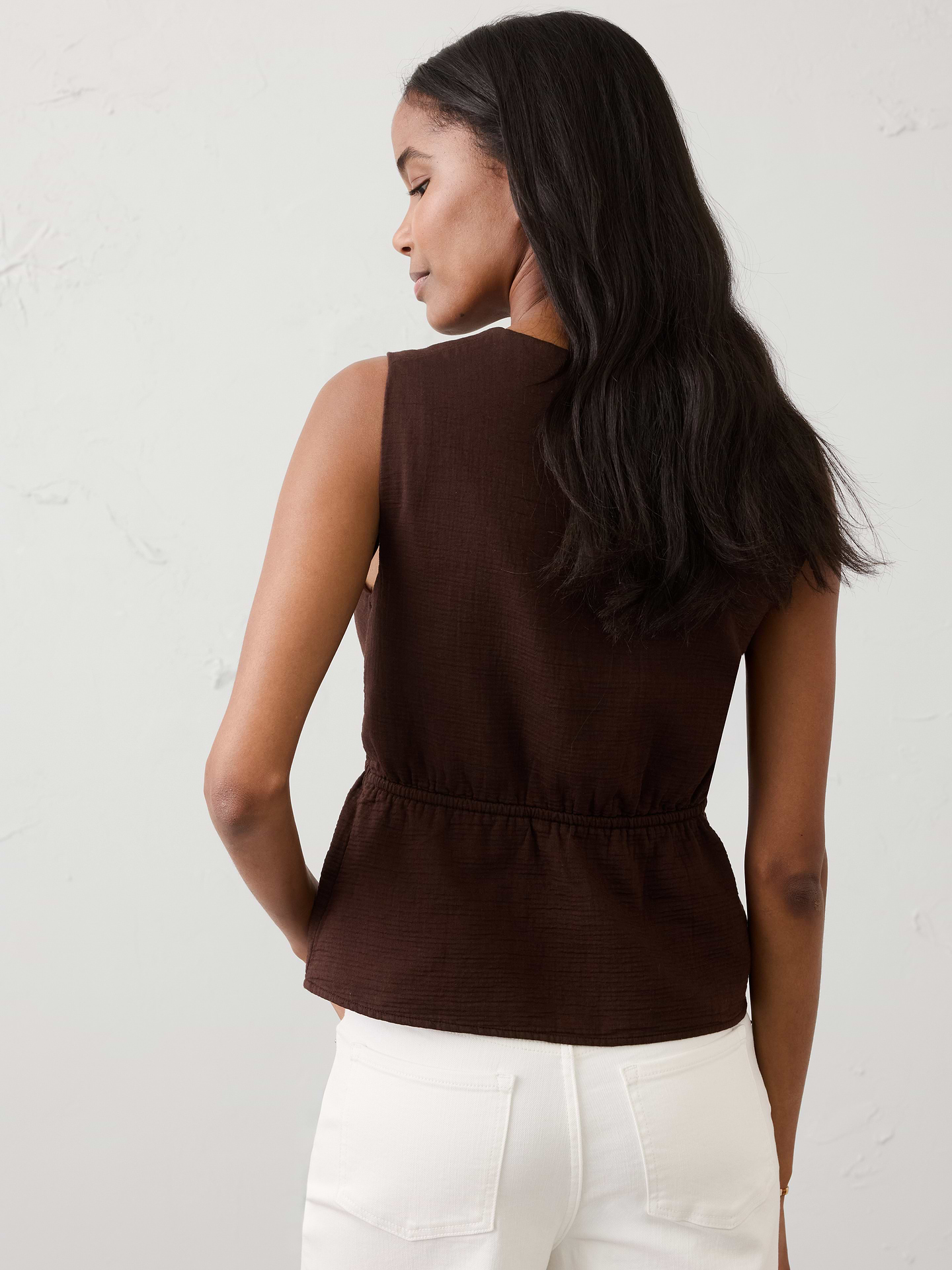 Image number 2 showing, Gauze V-Neck Top