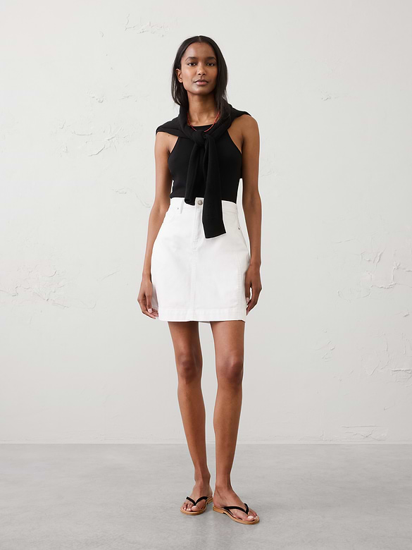 Denim Pieced Utility Mini Skirt