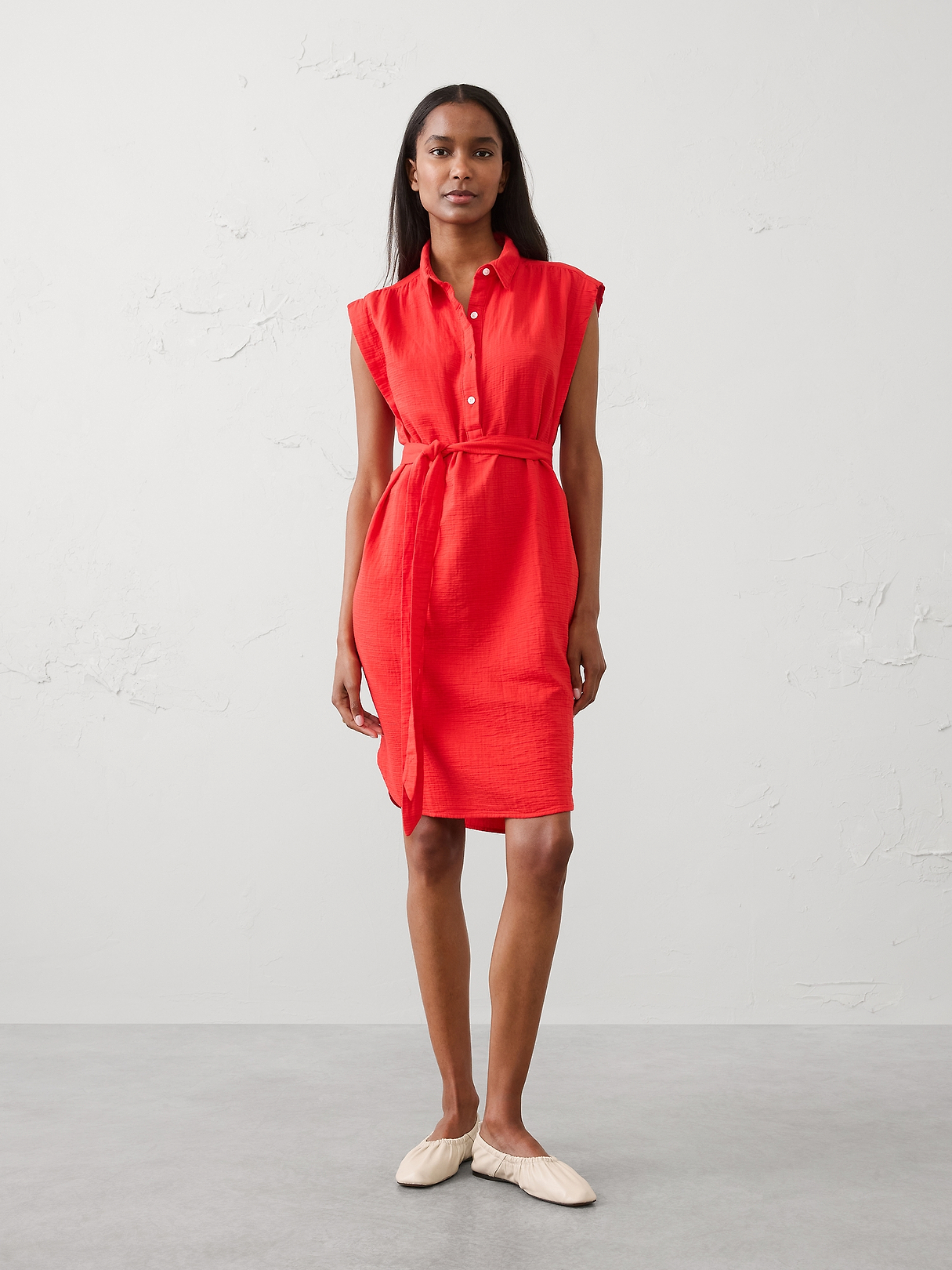 Gauze Above-Knee Shirtdress | Banana Republic Factory