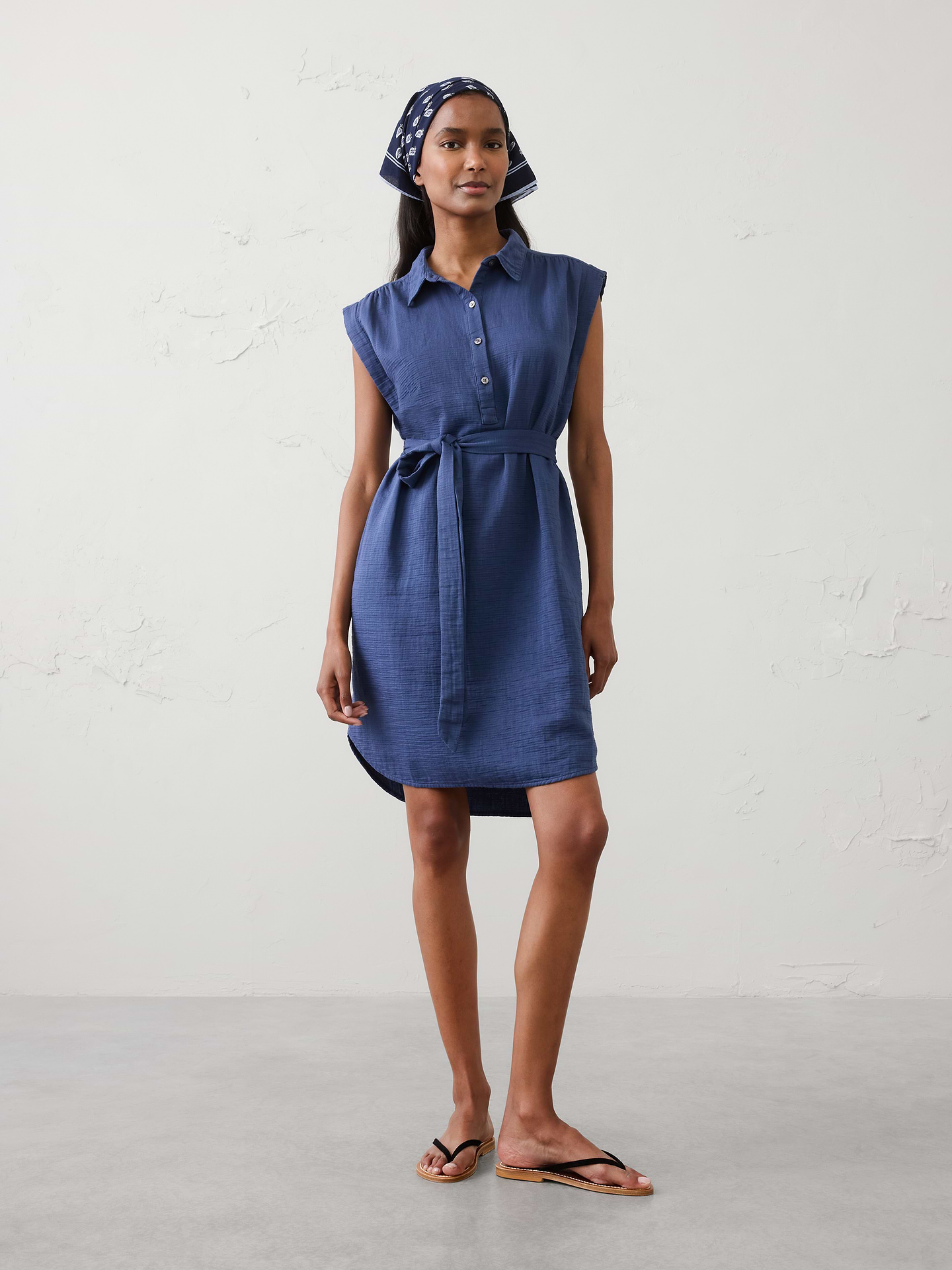 Image number 1 showing, Gauze Above-Knee Shirtdress