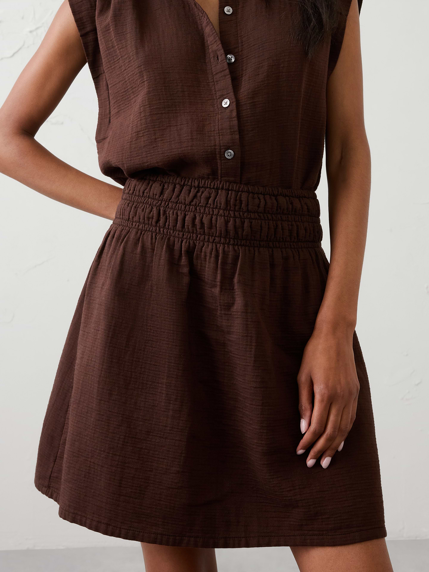 Image number 3 showing, Gauze Smocked-Waist Mini Skirt